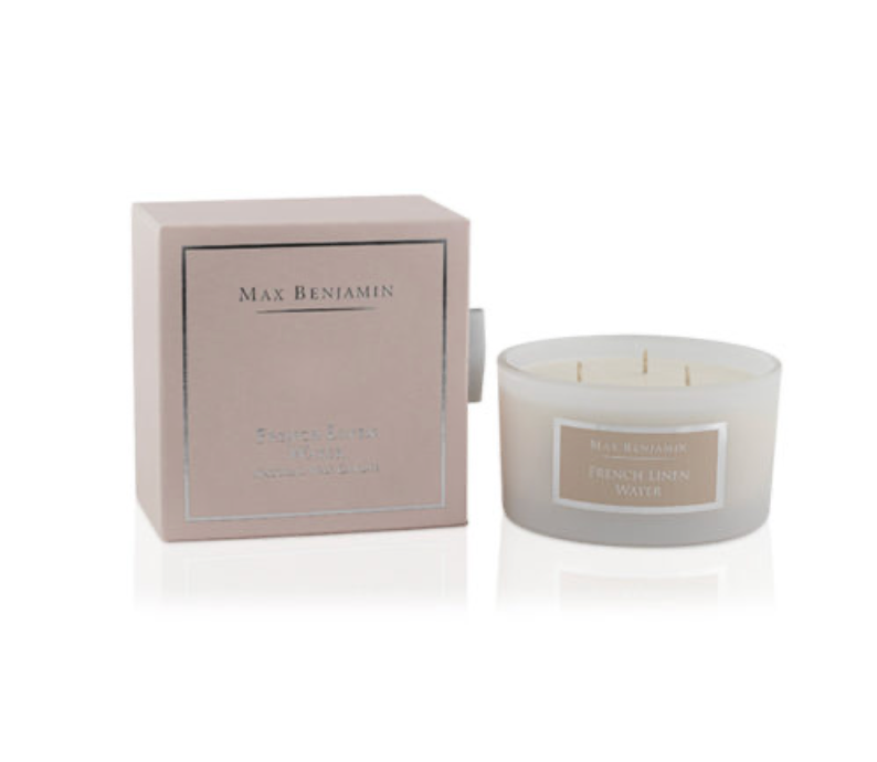 Max Benjamin French Linen Water 3 Wick Candle 480g
